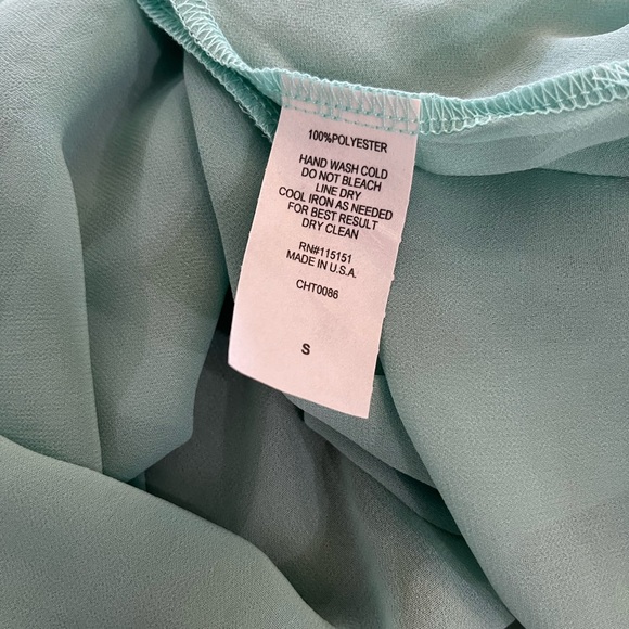 ROMEO & JULIET COUTURE MINT LEMON AND IVORY SHEER SLEEVELESS HI LOW BLOUSE SZ S - Picture 12 of 12